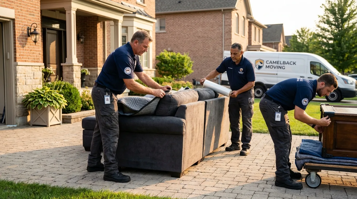 Large estate moving crew wrapping furniture in Flandreau, SD